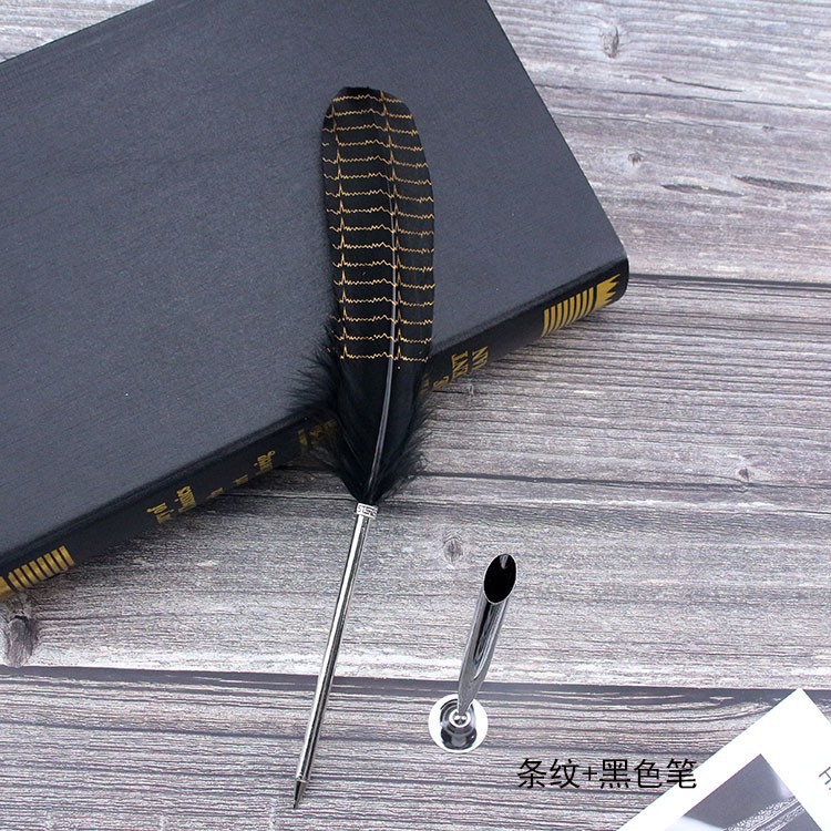 Picture of New European retro silver feather pen creative ballpoint pen wedding signature advertising pen student stationery simple package