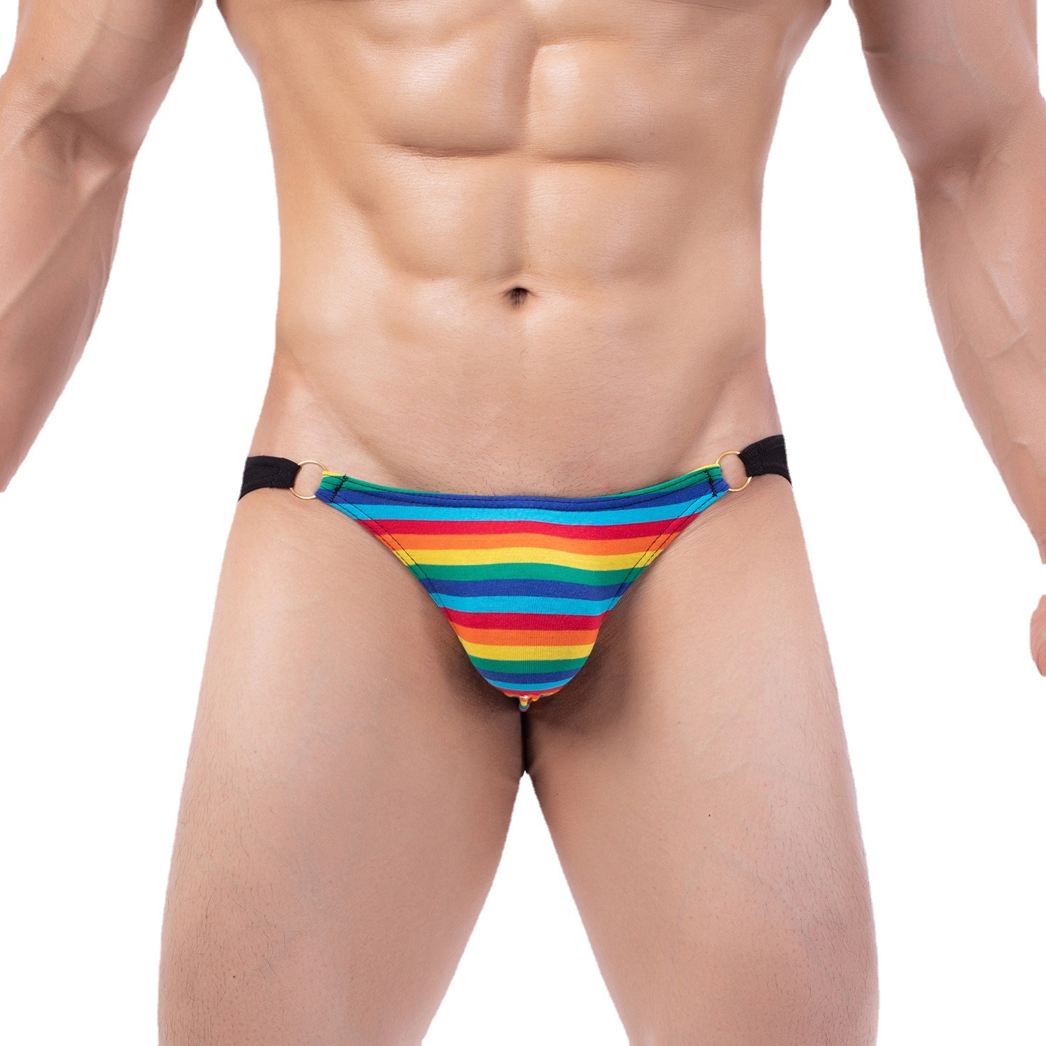Milk silk striped hip men's underwear low waist sexy iron ring men's briefs foreign trade Men's inner B632
