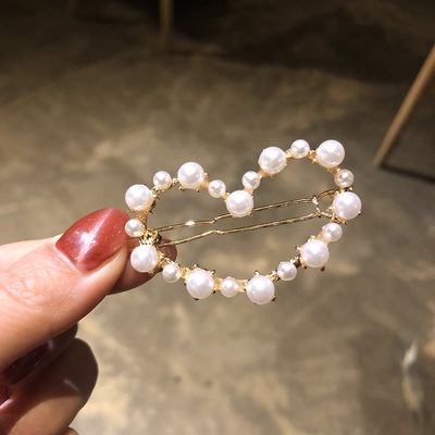 Picture of South Korea Dongdaemun Hair Clip Women's Pearl Series Bangs Clip Simple Simple Hair Clip Internet Popular Same Style Hair Clip Hair Accessories New