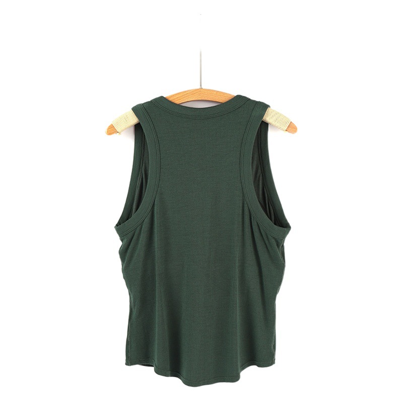 Lanjing modal women's vest with Cup breathable refreshing casual all-match round neck bottoming sports wear-free bra vest