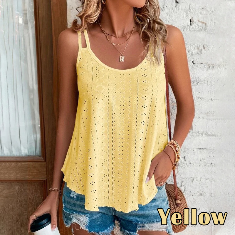 Cross-border independent station Europe and the United States Amazon knitted vest 2024 summer round neck solid color ladies new camisole