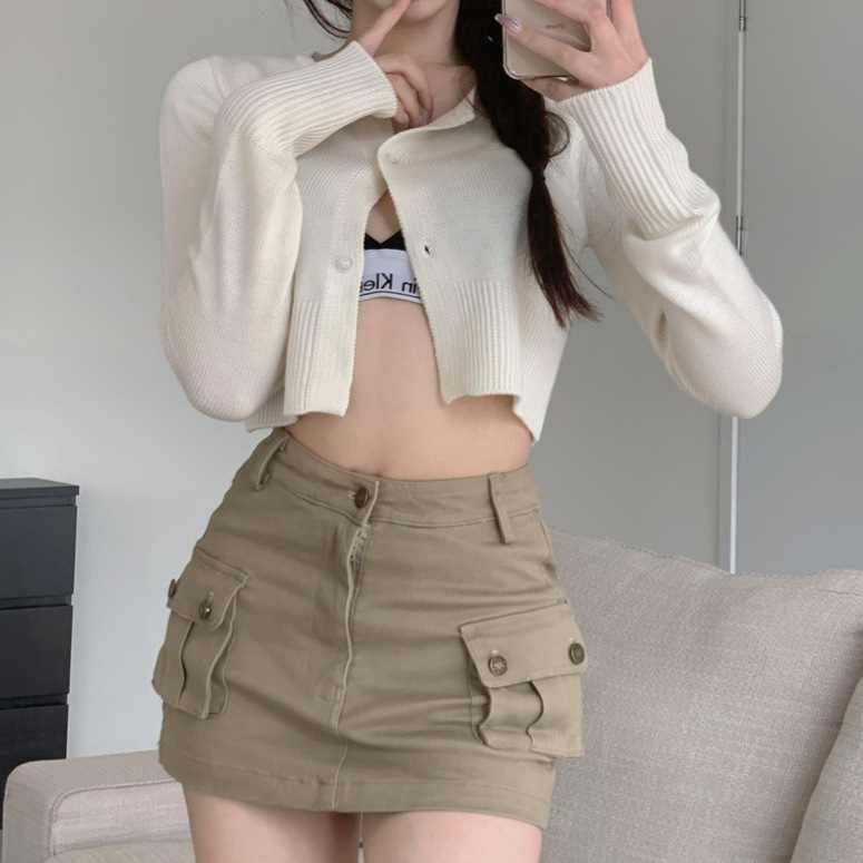 Vintage American-style Work khaki Pants Women's Summer 2024 New High Waist Slimming Design Hot Girl Outer Wear Culottes