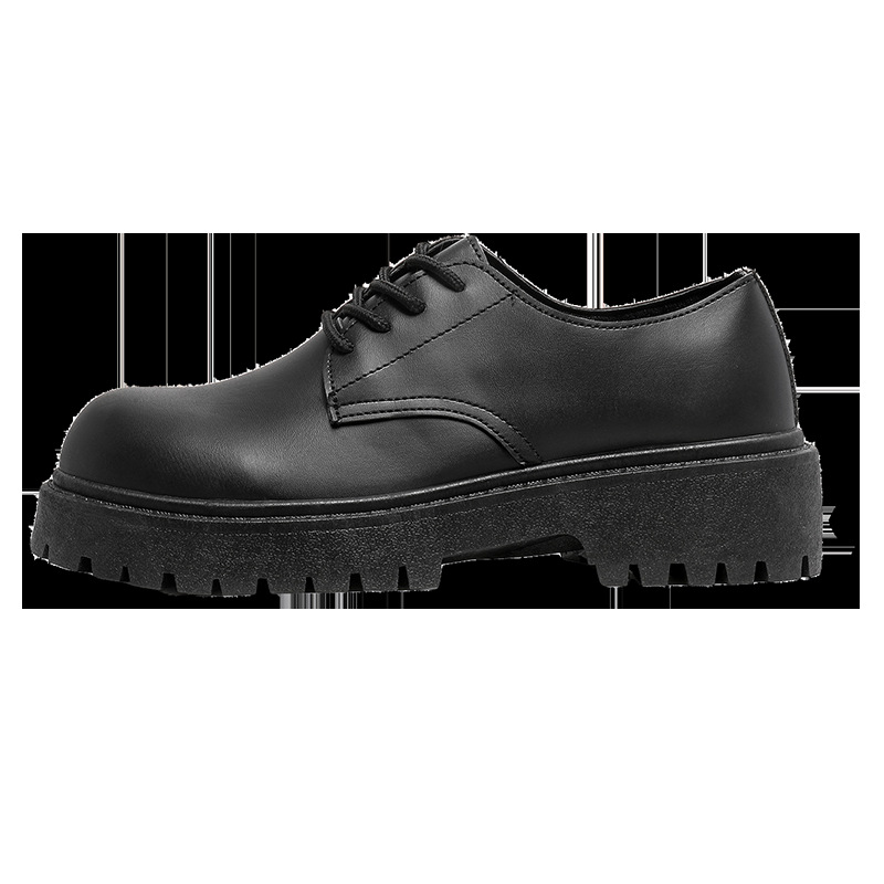 Picture of Big-Toe Leather Shoes for Men, Spring Casual Retro Thick-Soled Heightening Derby Shoes, Formal British Style Black Wide-Footed Trbottomy Shoes