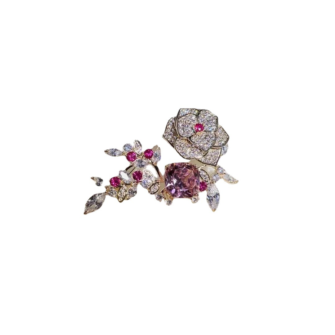 Picture of ins retro National style elegant bright flower zircon brooch high-end elegant Internet celebrity same style brooch
