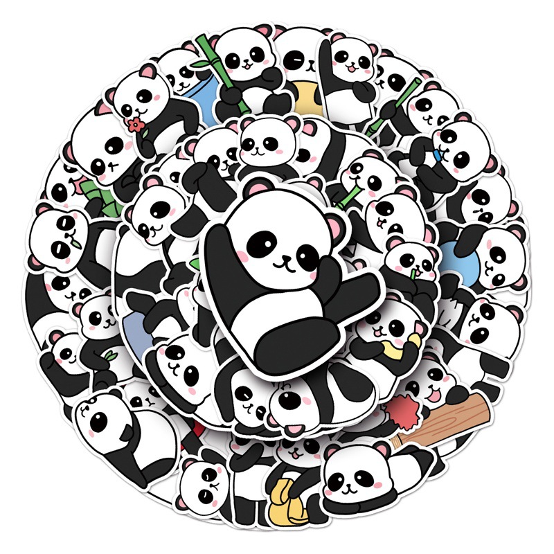 50 Original Panda Graffiti Cross-border Cartoon Cute Animals Children DIY Water Cup Mobile Phone Case Luggage Sticker