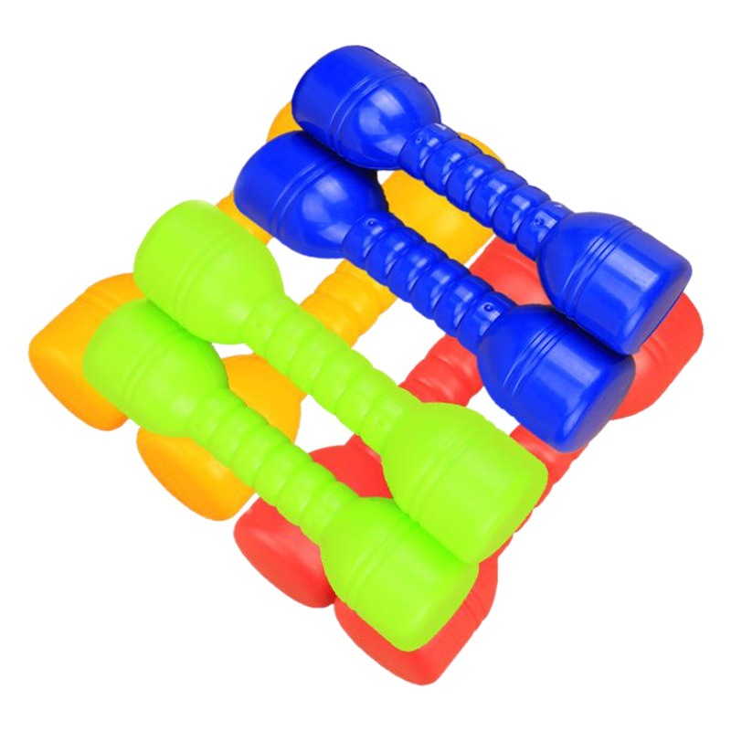 Kindergarten gymnastics dance plastic dumbbells children rattle environmental protection children morning exercise fitness dumbbells color game