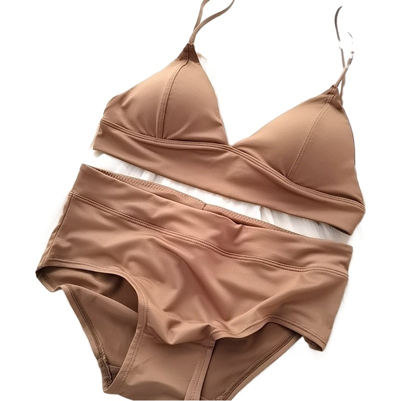 French triangle cup wireless bra suit thin back seamless comfortable breathable thin shoulder strap small chest underwear for women
