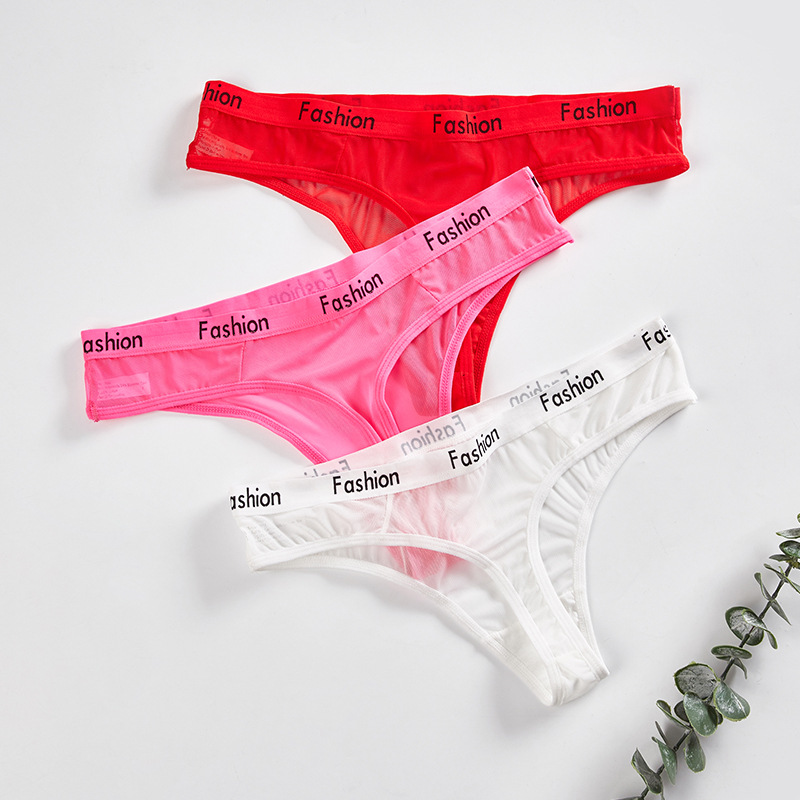 European and American Foreign Trade Sexy Women's thong Transparent Mesh Sexy thong Sports Traceless T-pants Women's Underwear