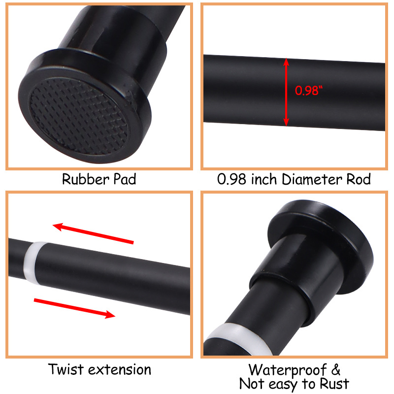 Picture of 25mm Stainless Steel Punch-Free Shower Curtain Multi-Functional Telescopic Rod Bathroom Curtain Rod Shower Curtain Door Curtain Support Rod