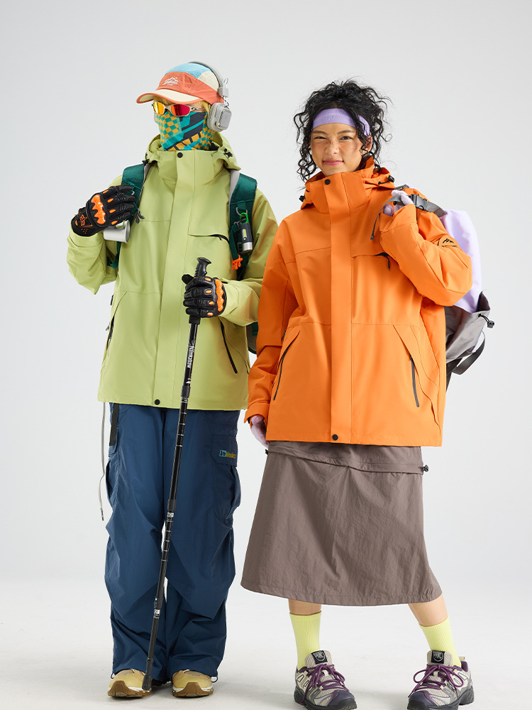 2025 New Hard Shell Jacket for Women, Three-In-One Fleece Liner, Windproof and Waterproof Two-Piece Hiking and Mountaineering Suit for Men