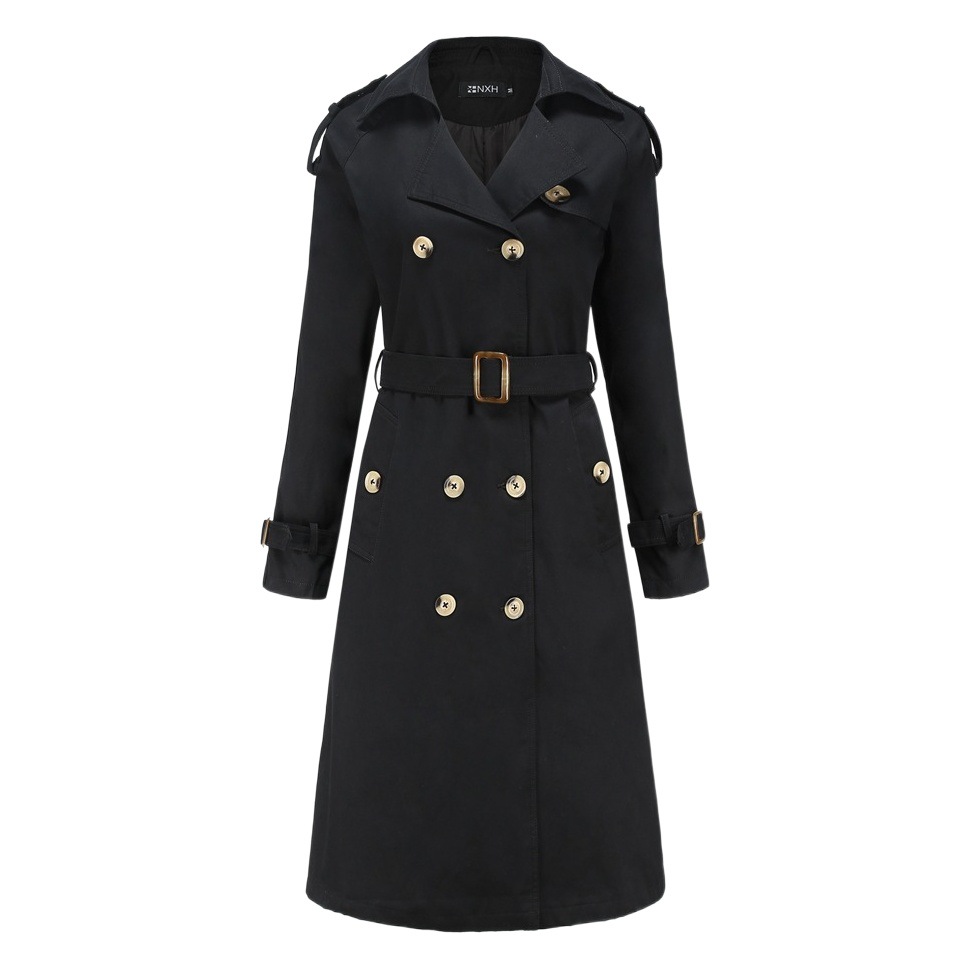Windbreaker Coat Women's Mid-length Spring and Autumn Women's All-match Design Sense Tight Waist Slimming Suit Long Jacket High Sense