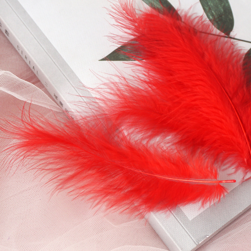 Picture of Colorful Turkey Hair Pointed Tail Velvet Dream Catcher Material Wave Ball Gift Box Filler Shooting Props Feather Decoration