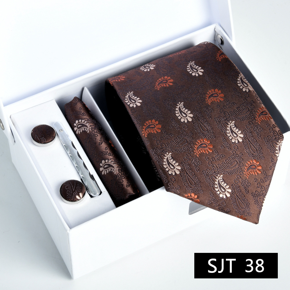Picture of Tie formal business executive 5-piece gift box wedding = = groom wedding festive wine red in stock new