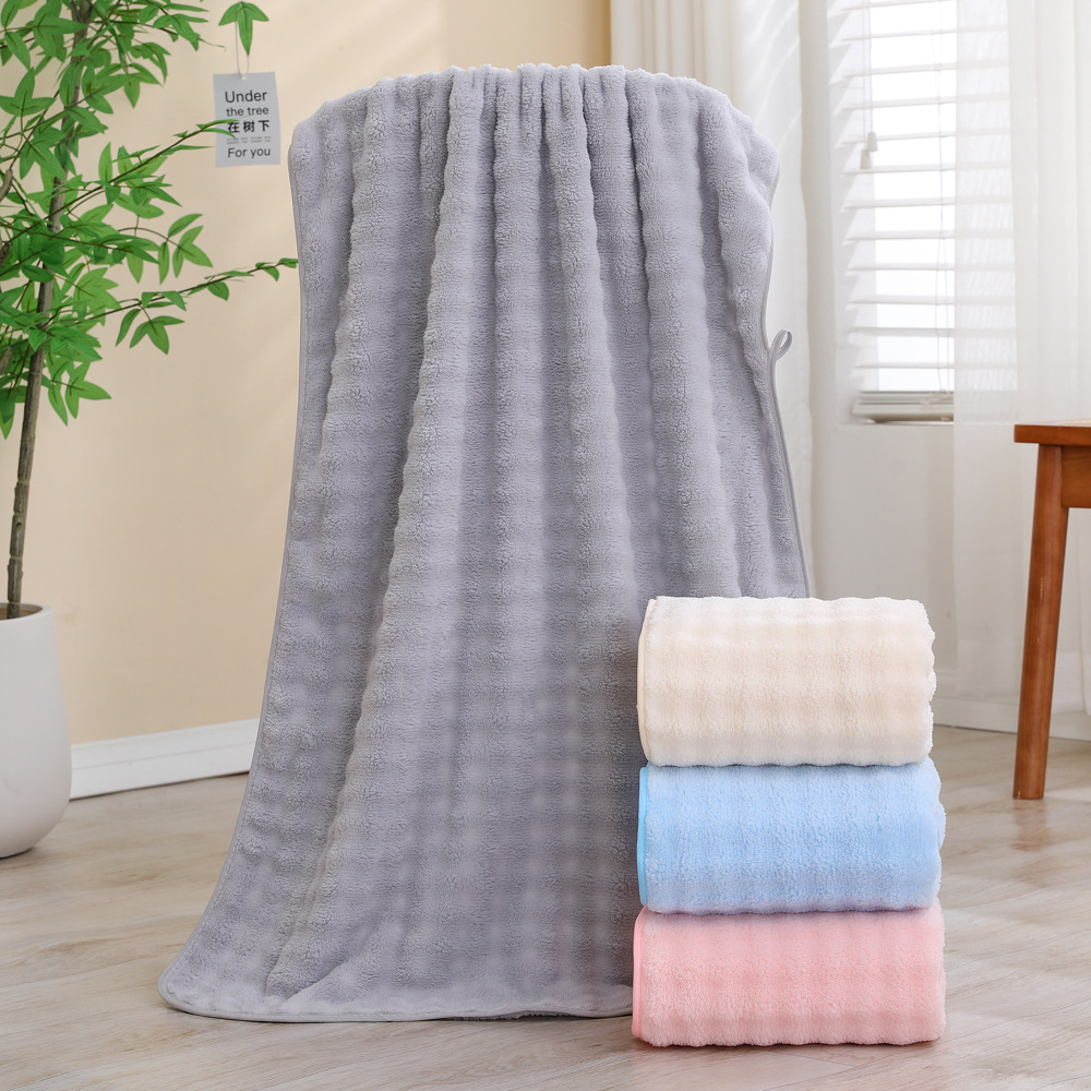 Picture of New Enlarged and Thickened Coral Velvet Bath Towel, Bubble Velvet Couple Towel, Absorbent, Quick-Drying, Soft, Not Easy to Shed Hair, Adult Wrap Towel