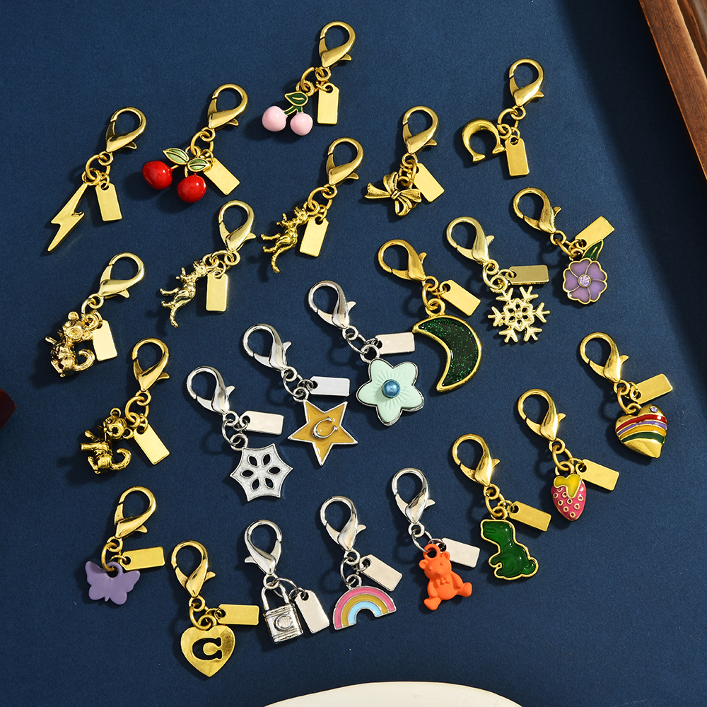 Cross-border new fruit small pendant cherry butterfly flower rainbow grass strawberry bag pendant jewelry accessories wholesale