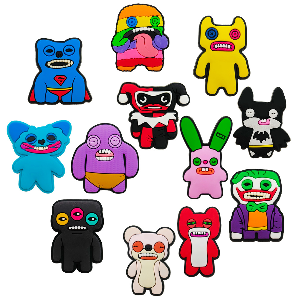 12pcs set cartoon tooth monster hole shoe accessories soft rubber handmade DIY sandals slippers shoe flower decorative buckles