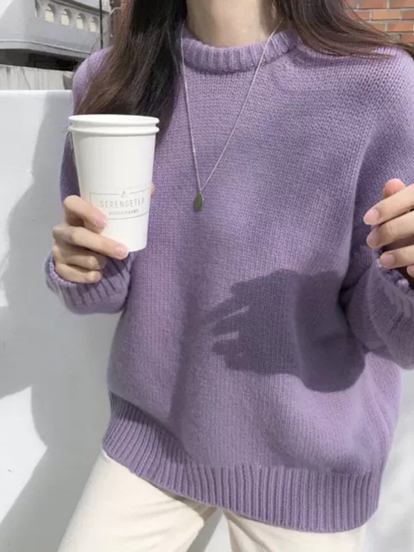 Women's sweater autumn and winter 2024 New sweet lazy style loose outer wear thickened bottoming shirt soft glutinous knitted top