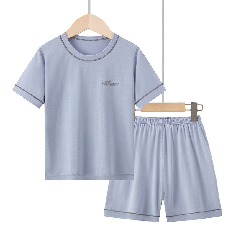 Picture of Summer Boys' Short-sleeved Shorts Modal Children's Pajamas Girls' Parent-child Home Clothes suit Children's Air-conditioning Clothes
