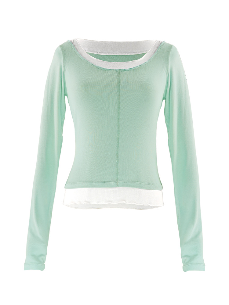 Picture of Modern Dance Top Women's Practice Clothes Color Matching Knitted Long Sleeve Chinese Dance Clothing Body Clothes Dance Clothes Dance Clothes