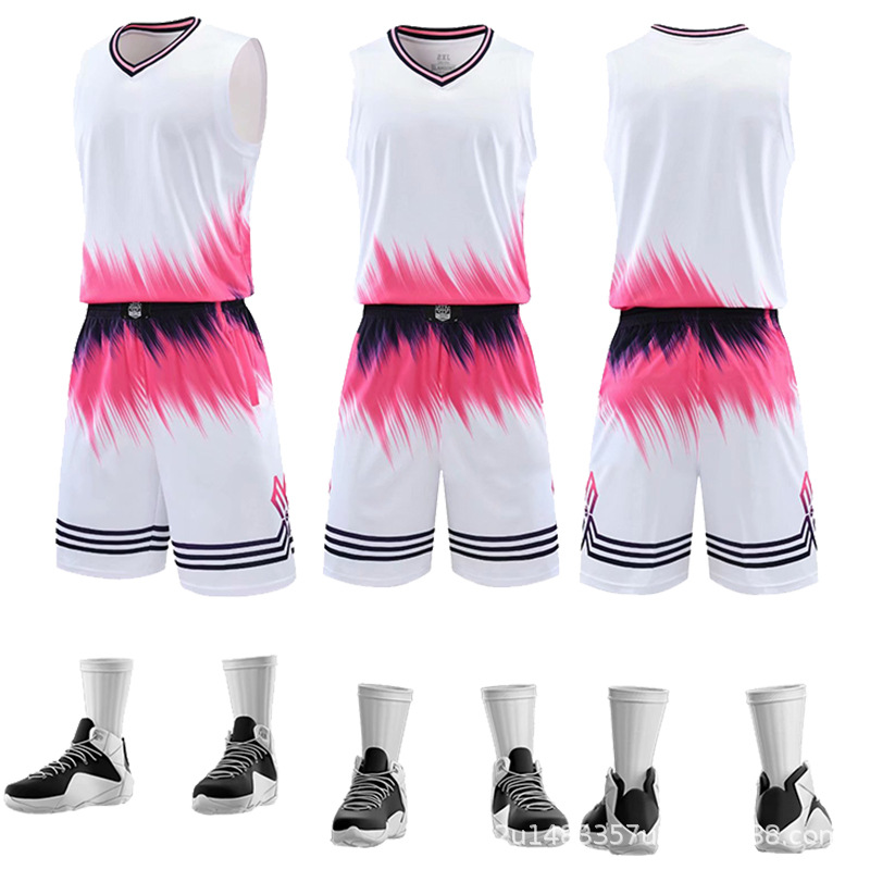 Picture of Children's Adult Camouflage Basketball Suit Spring and Summer Training Competition Team Uniform Outdoor Sports Breathable Jersey Printable
