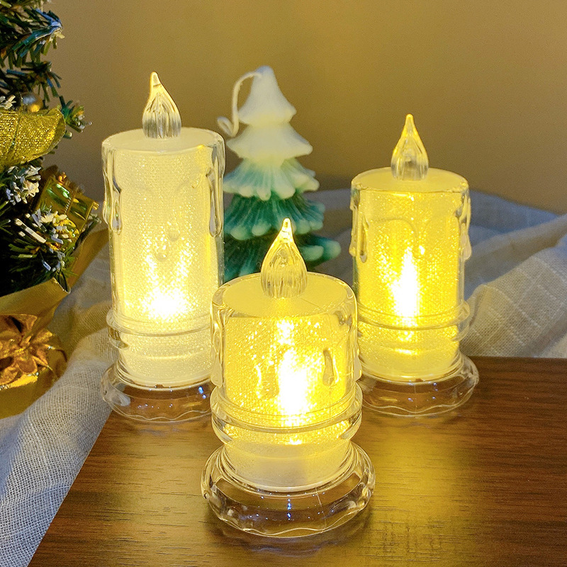 Picture of Electronic Christmas small candle mini LED simulation transparent electronic candle lamp crystal candle holder birthday candle ornaments