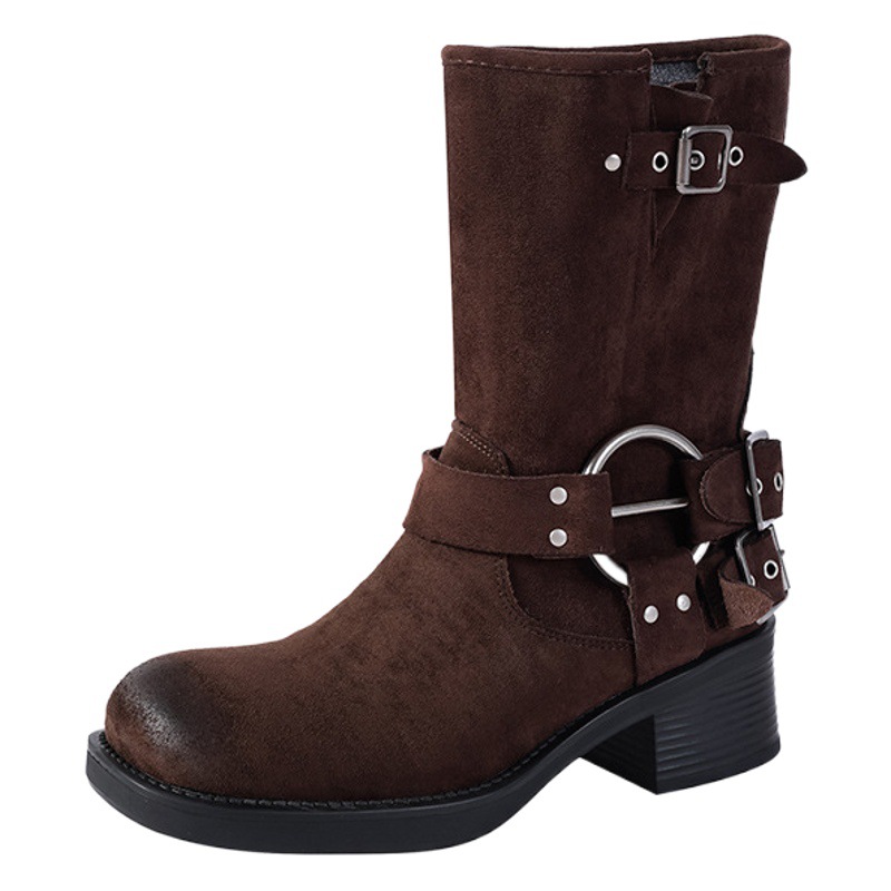 Cyber Celebrous Frosted Amuijia Western Boots Autumn and Winter Short Barrel Knight Boots Thick Bottom Leather Sleeve Heightening Boots for Children