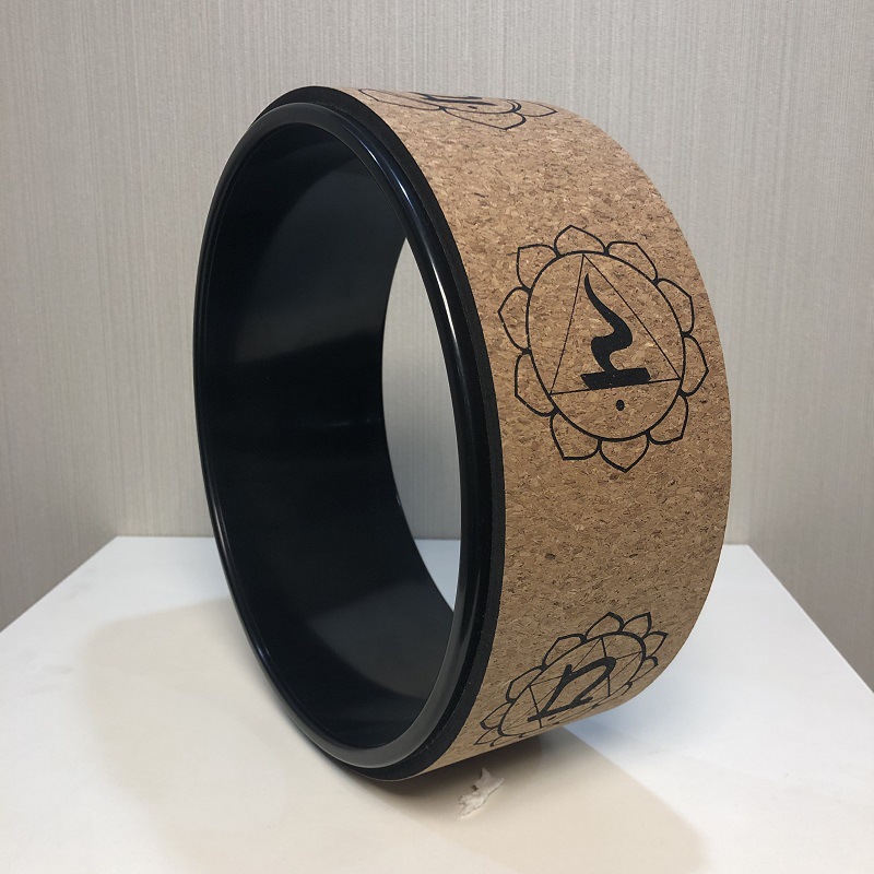 Picture of Cork Yoga Wheel Backbend Equipment Printed Yoga Circle Material for Pregnant Women Parent-Child Assisted Backbend Parent-Child Yoga