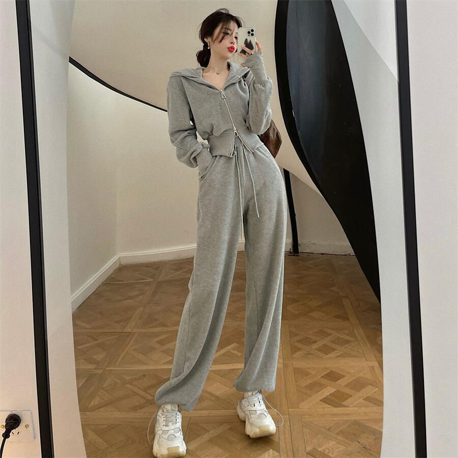 Picture of Internet Celebrity Sportswear Fashion Suit Women's 2023 Spring and Autumn Korean New Hooded Sweatshirt Casual Trousers Two-Piece Trendy Suit