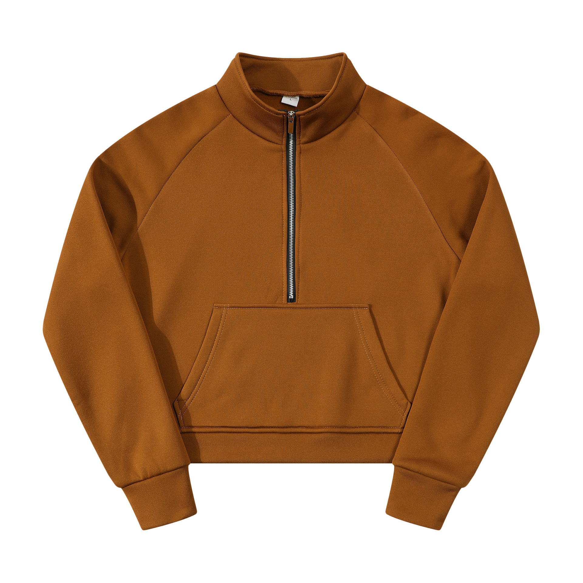 Picture of Foreign Trade European and American Raglan Sleeve Sweater Women's Autumn and Winter Fleece Loose Jacket Semi-Zipper Shirt with Vertical Collar Foreign Trade Long Sleeve Sweater