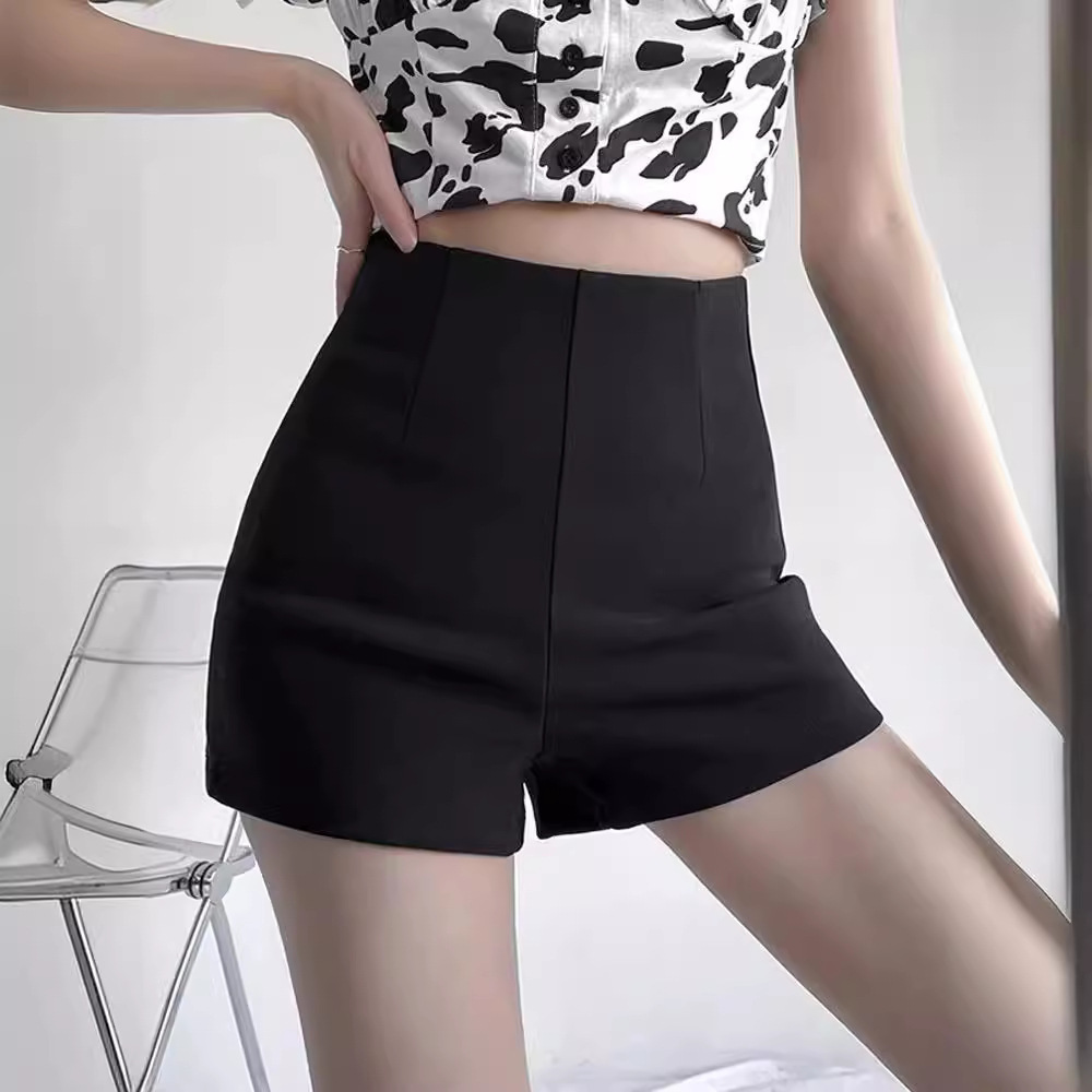 High Waist Shorts Women's 2023 New Explosions Base Black Suit American Style Hot Girl Slim Outer Wear Autumn and Winter Hot Pants
