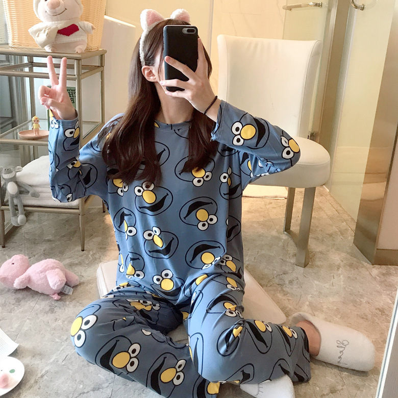 Picture of Wholesale spring and autumn winter pajamas women's thin long sleeve trousers cartoon cute wind small student home clothes suit