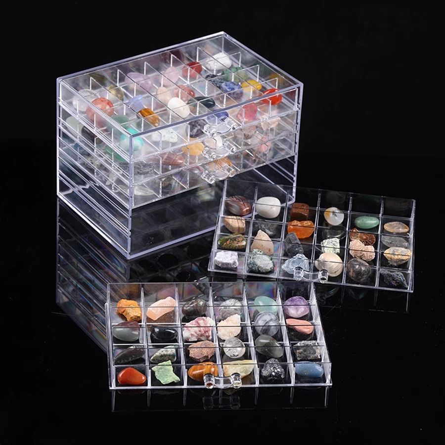 Natural Crystal Ore Storage Split Finishing Display Box Raw Stone Gem Mineral Crystal Shaped Stone Storage Box