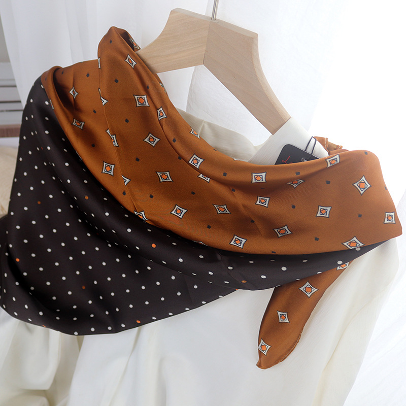 Picture of 90cm Cloud Brocade Square Scarf Hangzhou Silk Scarf Turban Shawl Scarf Women's Summer Outer Wear Spring Autumn Winter