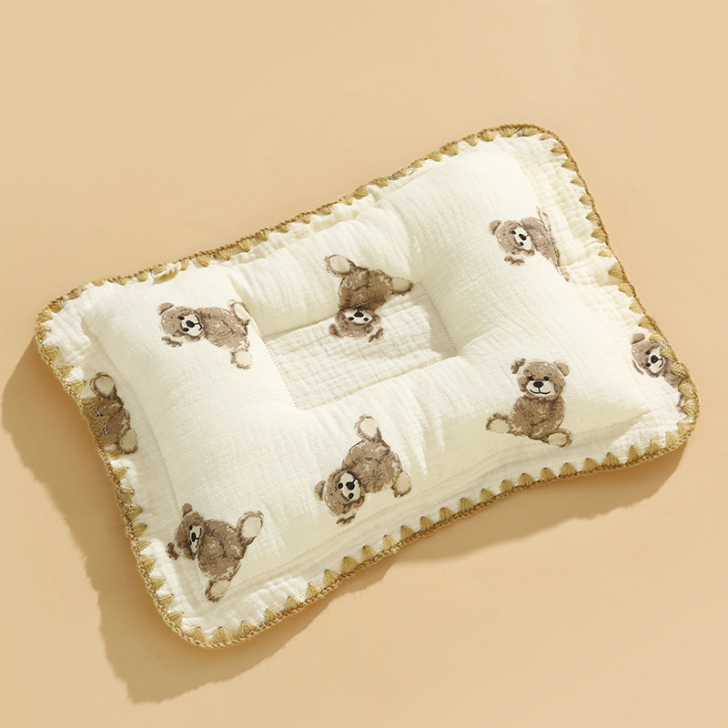 Picture of Baby Pillow Newborn Baby Pillow Shaped Pillow Anti-Eccentric Head Four-Season Universal Printed Gauze Summer Manufacturer Wholesale