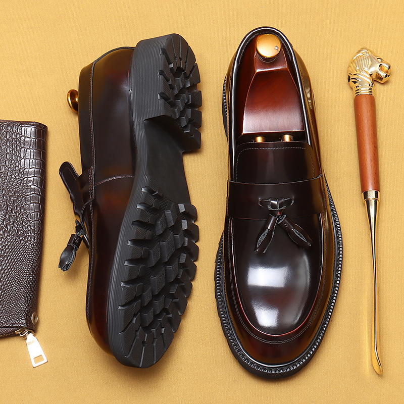 Picture of [vip for] tassel loafers men's leather thick-soled British casual shoes cowhide lining business formal wear