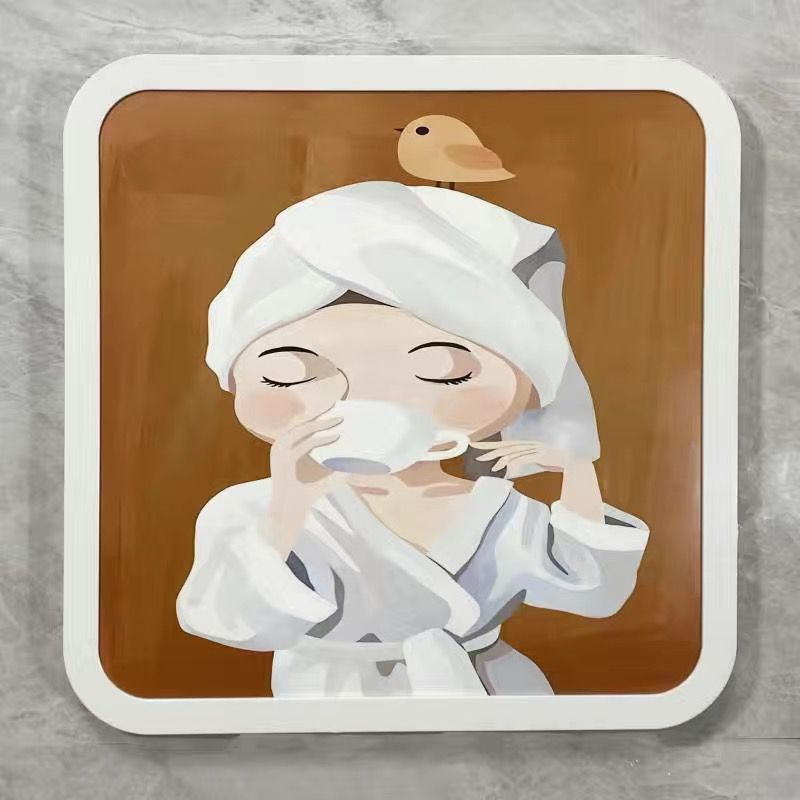 Picture of Bathroom Mural Storage Box Bathroom Clothes Artifact Waterproof Non-Punch Wall-Mounted Folding Storage Cabinet Storage Rack