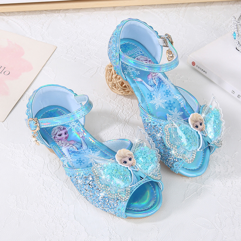 Girls' sandals flat fashionable new Korean style princess shoes children's summer shoes little girl Elsa bow children's shoes