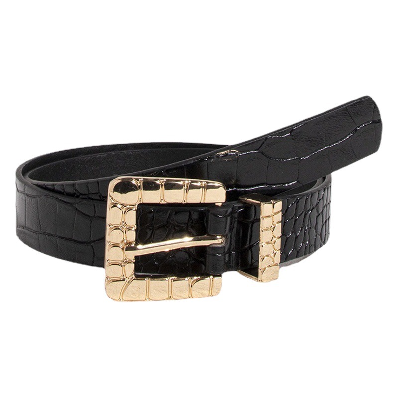 Amazon Hot New Women Crocodile Buckle Crocodile Patent Leather Chic in stock Fashion European and American Business Belt