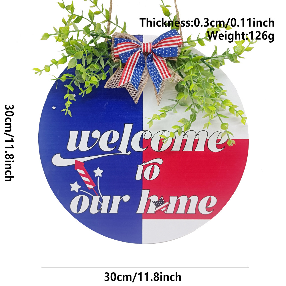 Picture of in stock Cross-border US Independence Day Wooden Listing National Flag Logo Door Hanging Door Plate Decorations Wooden Craft Listing