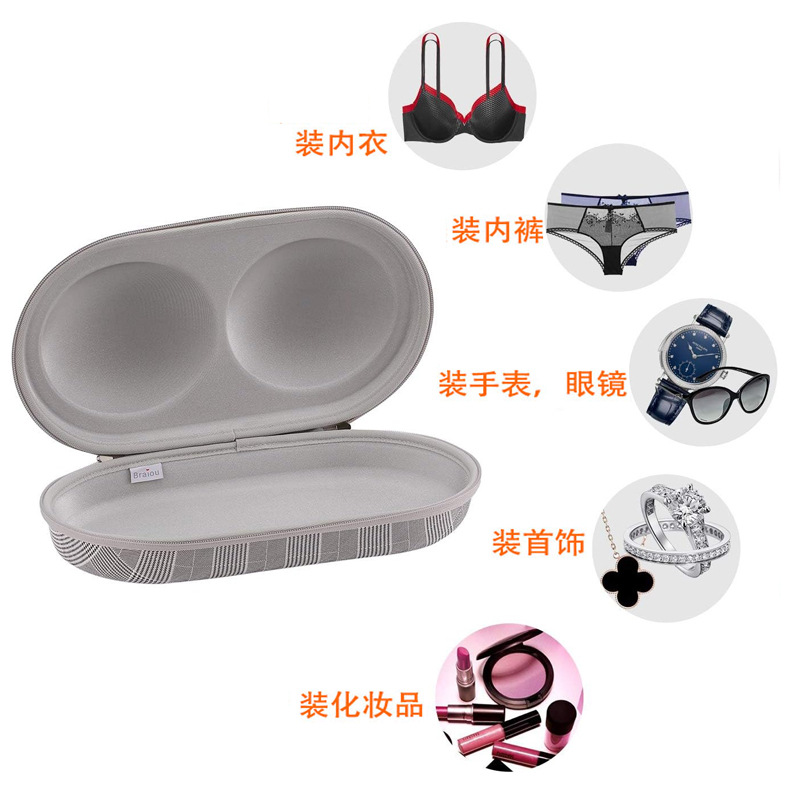 Picture of Eva Cosmetics Bag Stripesd Anti-Pressure Travel Intimates Bra Cosmetics Jewelry Bag Eva Box Can Be Customized with Logo