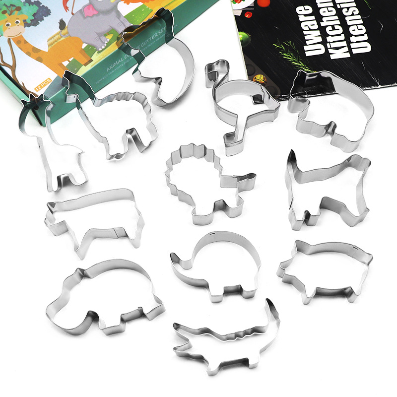 Wholesale animal series stainless steel biscuit mould suit lion tiger elephant animal biscuit biscuit cutting mould