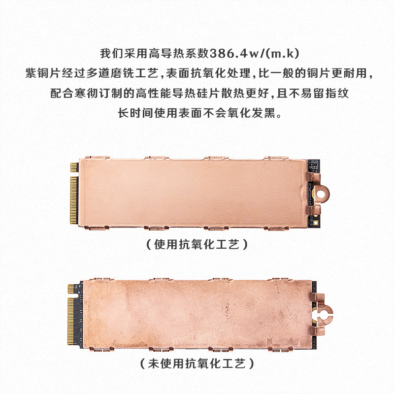 Picture of Cold matte copper M.2 2280 SSD radiator copper heat sink M.2NVMe solid state drive cooling vest