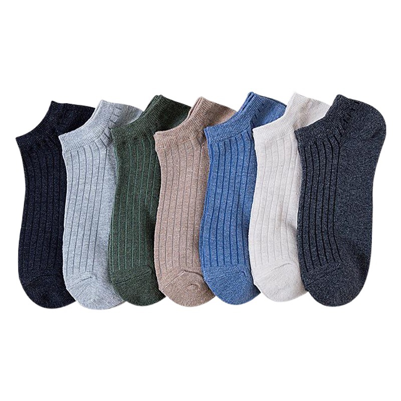 Men's Socks for Spring and Summer, Japanese Style Vertical Stripes, Men's Low-Cut Cotton Socks, Sweat-Absorbent, Harajuku Short Socks, Breathable and Odor-Resistant