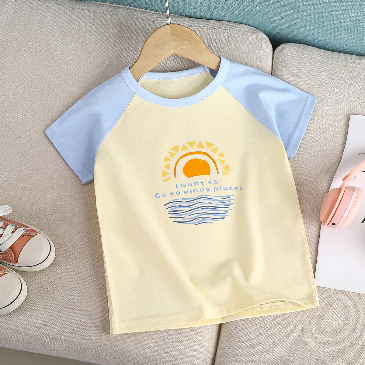 Picture of Children's Short-sleeved T-shirt Cotton New Children's Summer Baby Clothes Boys' Thin Girls' Top Summer Children's Clothing