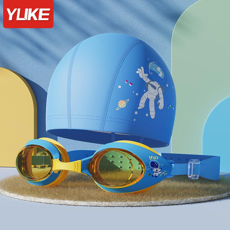 Picture of Children's swimming goggles waterproof anti-fog HD boys and girls professional swimming glasses swimming cap set diving special equipment