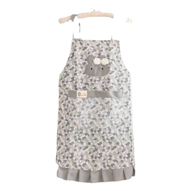 Wholesale New Fashion Bamboo Cotton Suspender Apron for Home Kitchen Cooking Women's Overalls Anti-Fouling and Breathable