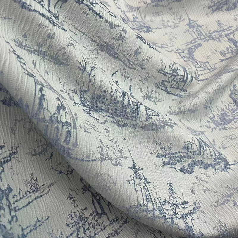 New Chinese-Style Landscape Jacquard Fabric, Chinese-Style Cloth Bag, Hanfu Children's Clothing, Jacket, Dress Jacquard Fabric