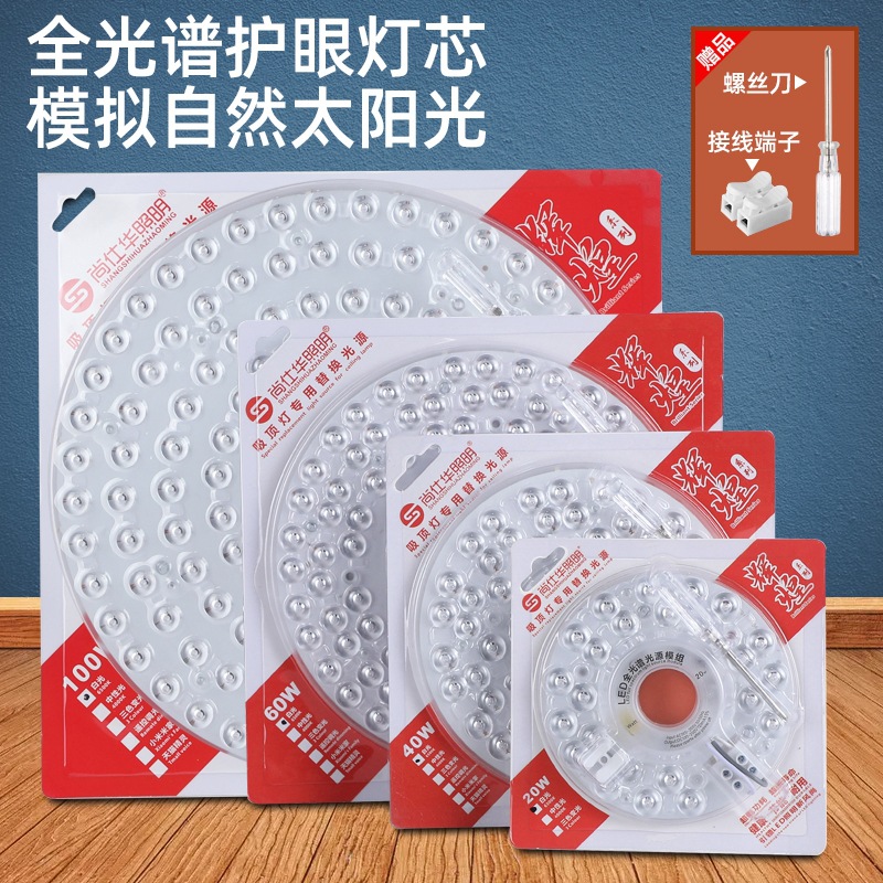 LED Full Spectrum Ceiling Lamp Bedroom Eye Protection Fan Lamp Super Bright Replacement Circular Module Retrofit Wick Light Source