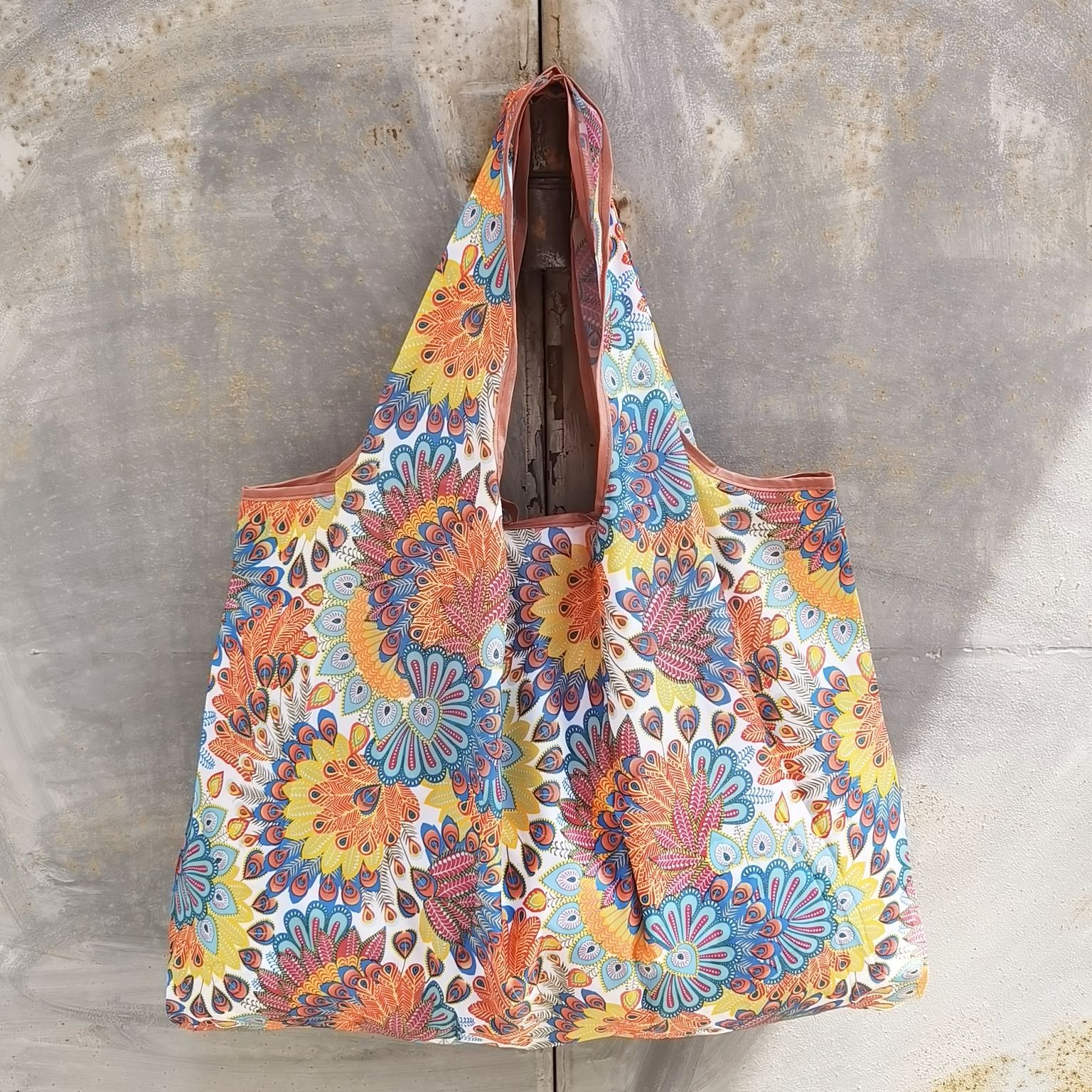 Export Korea foldable supermarket shopping bag portable environmental protection bag large capacity 210D portable with fashion storage bag