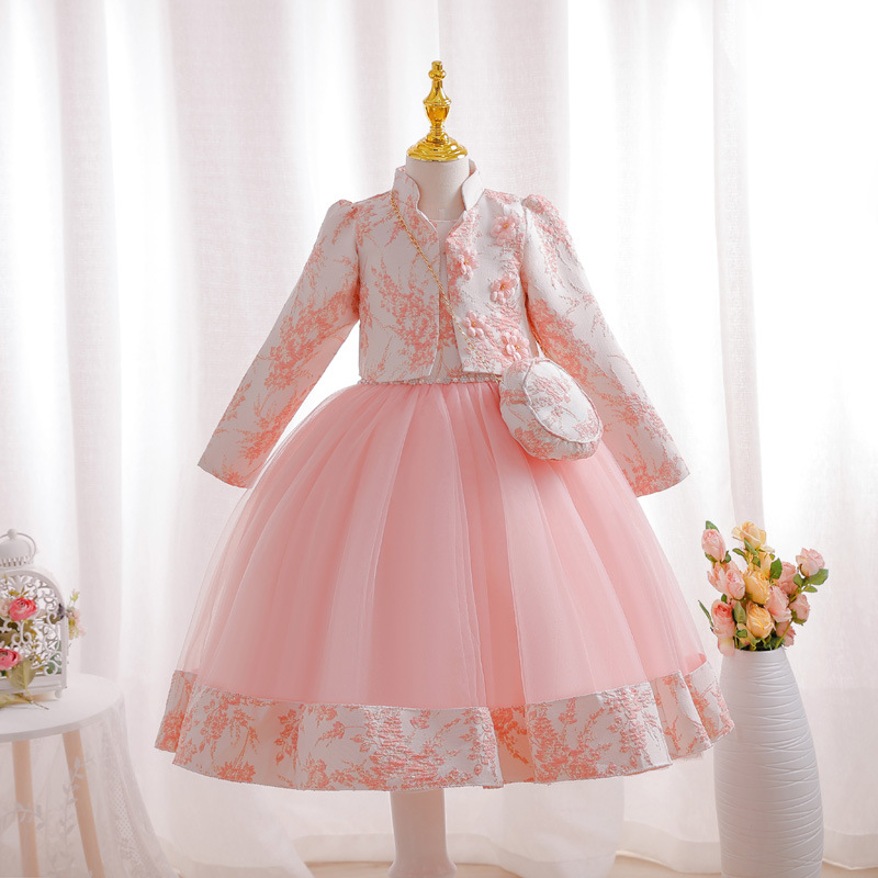 Foreign Trade Explosions Three-piece Children's Dress Long-sleeved Embroidered Princess Dress Piano Performance dress Girl Dress